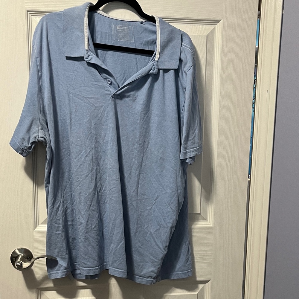 Men's Organic Cotton Classic Light Blue Polo Shirt XXL Business Casual Outdoorsy